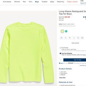 kids' Long-Sleeve Rashguard Swim Top